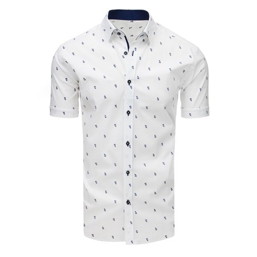 Koszula męska we wzory z krótkim rękawem biała (kx0900) Dstreet  XXL 