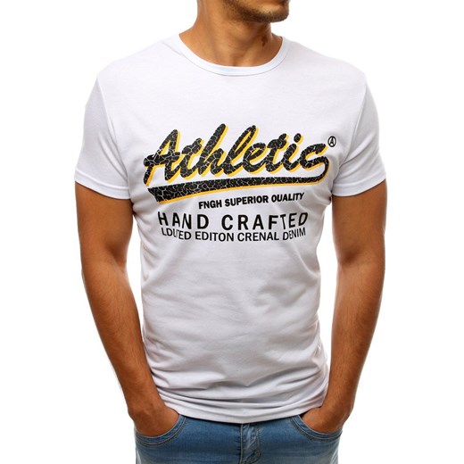 T-shirt męski z nadrukiem biały (rx3528) Dstreet  XL okazyjna cena  