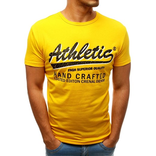 T-shirt męski z nadrukiem żółty (rx3529)  Dstreet M okazyjna cena  