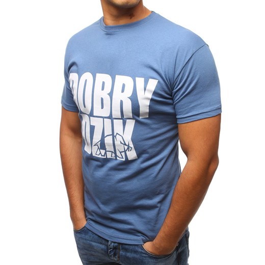 T-shirt męski z nadrukiem niebieski (rx2849) Dstreet  XXL okazyjna cena  