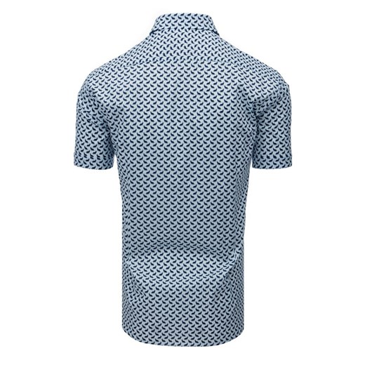 Koszula męska we wzory z krótkim rękawem błękitna (kx0908) Dstreet  L 