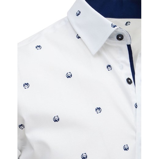 Koszula męska we wzory z krótkim rękawem biała (kx0899)  Dstreet XL 