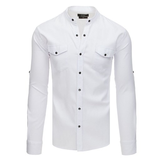 Koszula męska z długim rękawem biała (dx1749)  Dstreet XXL promocja  