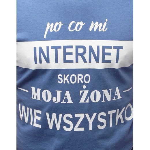 T-shirt męski z nadrukiem niebieski (rx3600)  Dstreet XXL okazja  