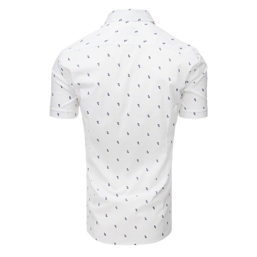 Koszula męska we wzory z krótkim rękawem biała (kx0900)  Dstreet XXL 