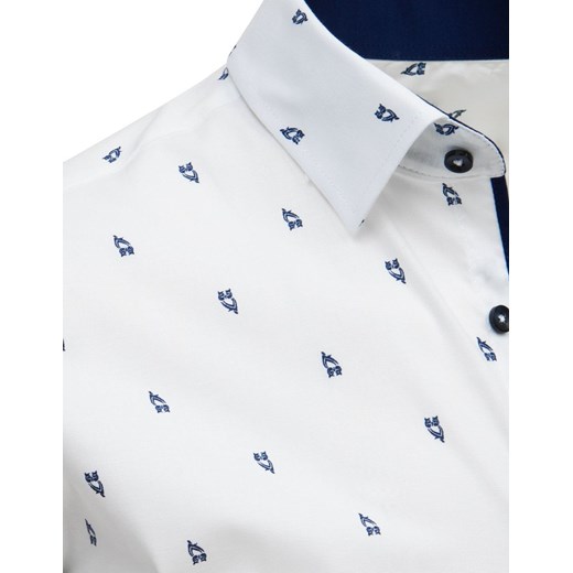 Koszula męska we wzory z krótkim rękawem biała (kx0900)  Dstreet L 