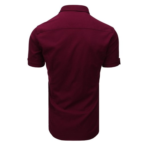 Koszula męska z krótkim rękawem bordowa (kx0915)  Dstreet XL promocja  