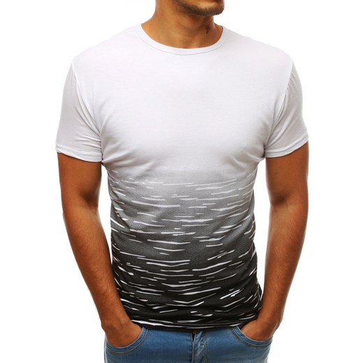 T-shirt męski z nadrukiem biały (rx3536)  Dstreet S  promocja 