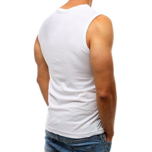 Biały t-shirt męski Dstreet tkaninowy w nadruki 