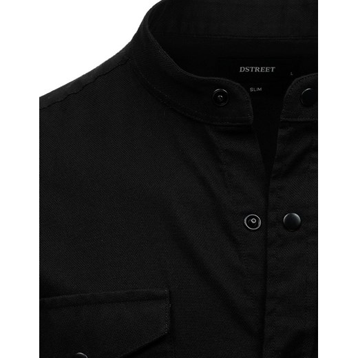 Koszula męska z krótkim rękawem czarna (kx0919) Dstreet  L okazyjna cena  