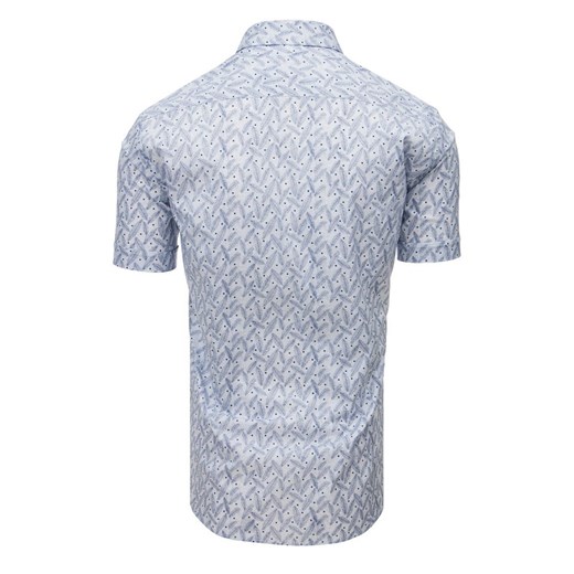 Koszula męska we wzory z krótkim rękawem biała (kx0906)  Dstreet L 