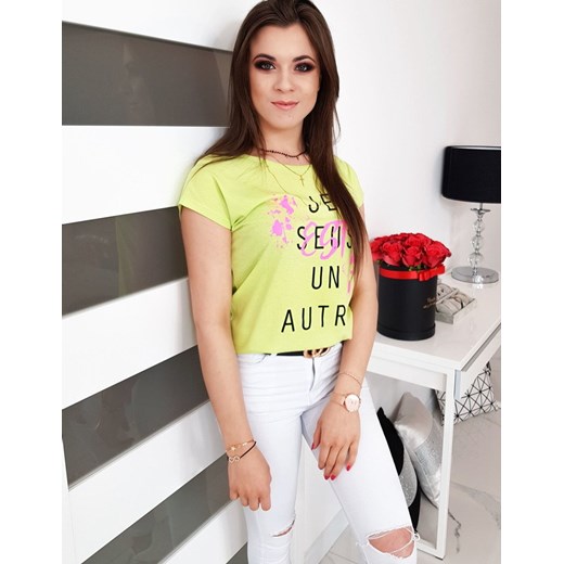 T-shirt damski z nadrukiem limonkowy (ry0941)  Dstreet M okazyjna cena DSTREET.PL 