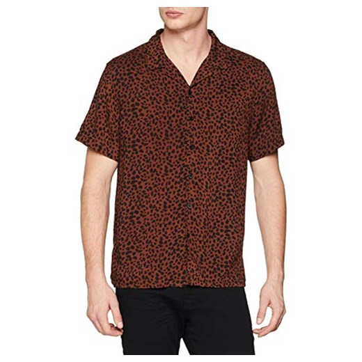 New Look męska koszula rekreacyjna Leopard Viscose Revere -  krój regularny