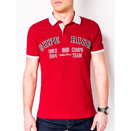 T-shirt męski czerwony Edoti.com z krótkim rękawem 