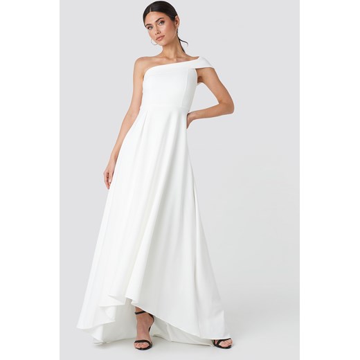 Sukienka Trendyol biała bez rękawów asymetryczna maxi 