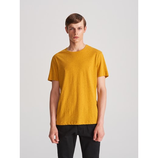 Reserved - T-shirt z melanżowej dzianiny - Żółty  Reserved XXL 