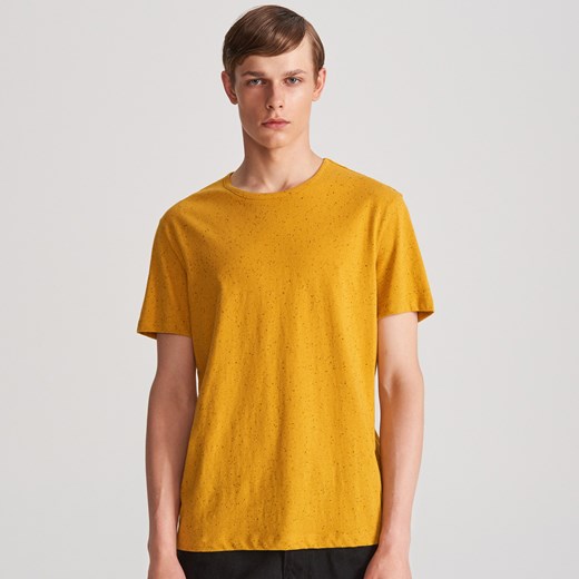 Reserved - T-shirt z melanżowej dzianiny - Żółty  Reserved XL 