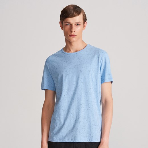 Reserved - T-shirt z melanżowej dzianiny - Niebieski Reserved  XXL 