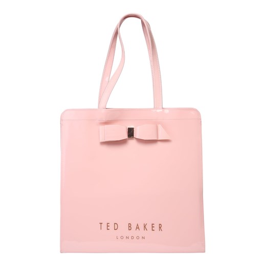 Shopper bag Ted Baker różowa na ramię lakierowana mieszcząca a5
