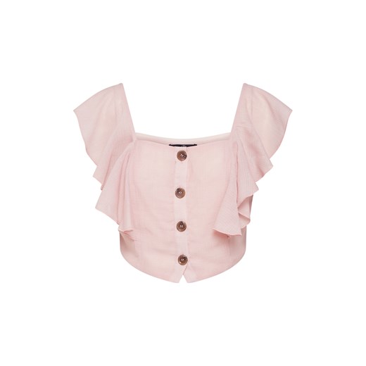 Top 'Horn Button Off Shoulder Frill Top Pink' Missguided  XL AboutYou