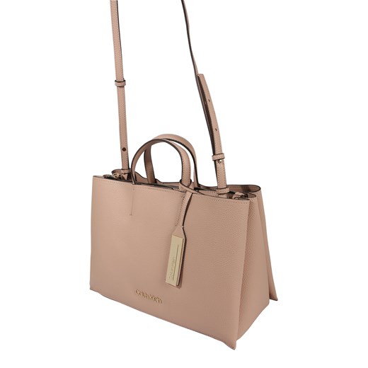 Shopper bag Calvin Klein beżowa matowa do ręki 