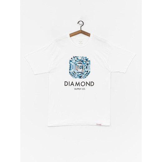 T-shirt męski Diamond Supply Co. biały młodzieżowy z napisami z krótkim rękawem 