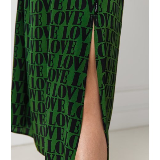 Sukienka zielona Calvin Klein na co dzień z okrągłym dekoltem z krótkim rękawem midi jedwabna 