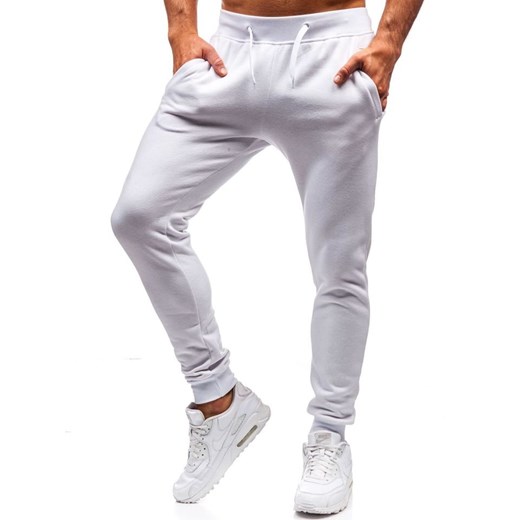 Spodnie męskie Denley casualowe białe jesienne 