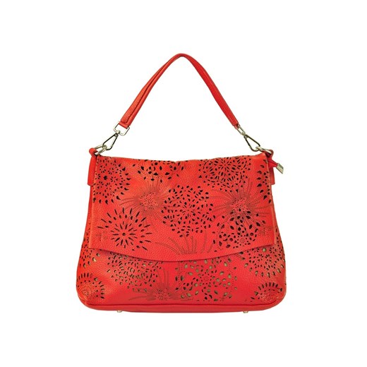 Shopper bag Patrizia Piu bez dodatków duża czerwona na ramię elegancka ze skóry 