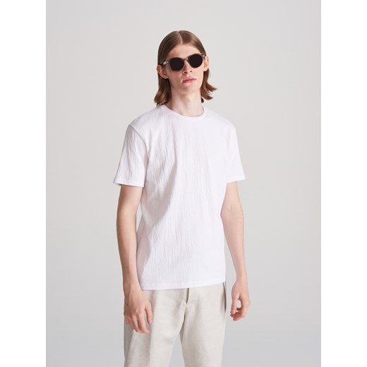 T-shirt męski Reserved biały bez wzorów 