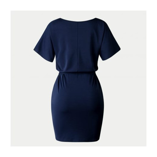 Sukienka granatowa dopasowana mini elegancka 