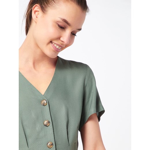 Vero Moda bluzka damska z krótkimi rękawami gładka zielona 