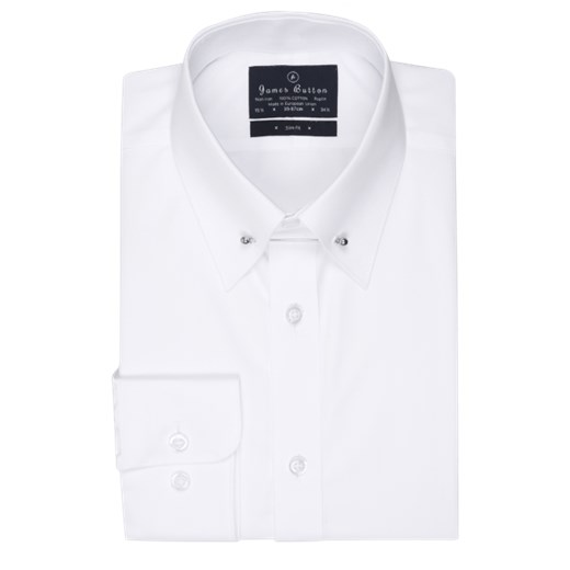 Pin Collar White Poplin Slim Fit Shirt 37 cm 61 cm SLIM FIT