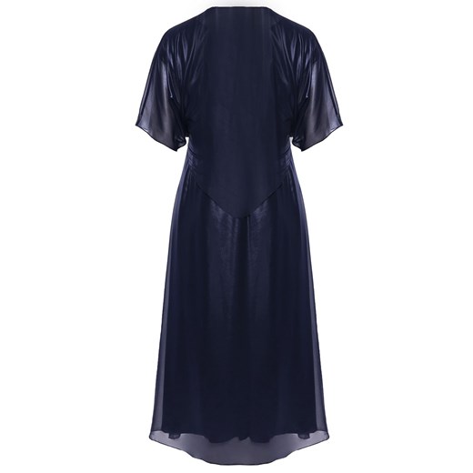 Sukienka niebieska luźna z krótkimi rękawami midi 