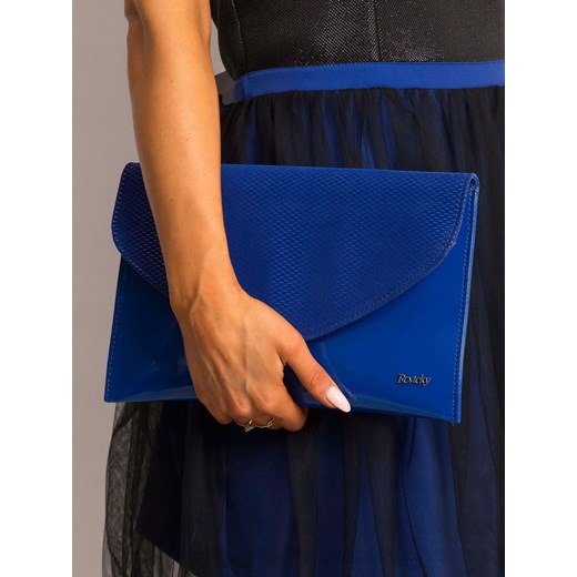 Rovicky kopertówka lakierowana niebieska elegancka mała ze skóry ekologicznej 