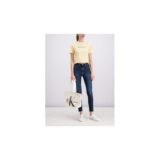 Bluzka damska Calvin Klein żółta z okrągłym dekoltem 