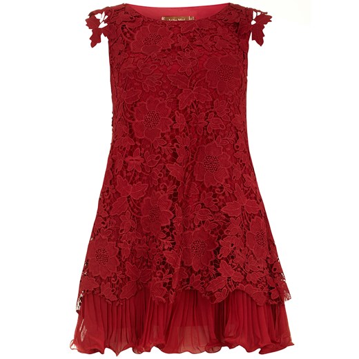 Red crochet lace dress