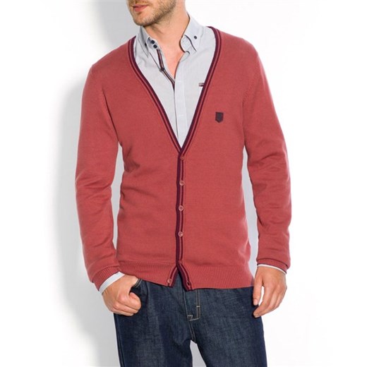 Sweter żakardowy ze stójką na guziki la-redoute-pl czerwony akryl