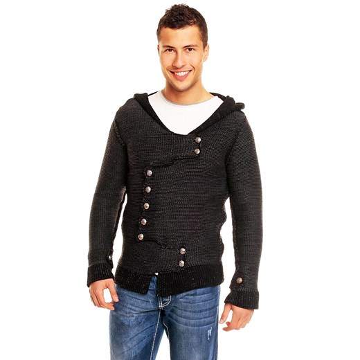 Sweter męski Carisma Premium 1717 majesso-pl czarny guziki