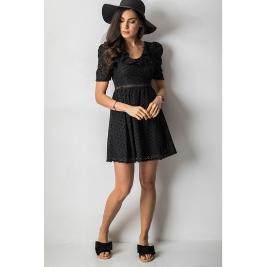 Sukienka Fashion Manufacturer czarna z krótkim rękawem na sylwestra 