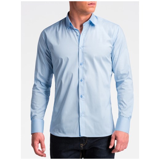 Koszula męska elegancka z długim rękawem K504 - błękitna Ombre  XL 