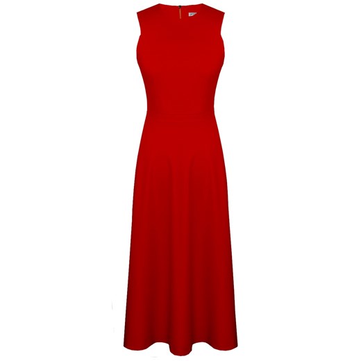 Sukienka Prettyone trapezowa czerwona elegancka karnawałowa maxi z okrągłym dekoltem 