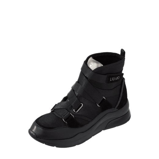 Sneakersy damskie Liu Jo Milano czarne na zamek skórzane na koturnie