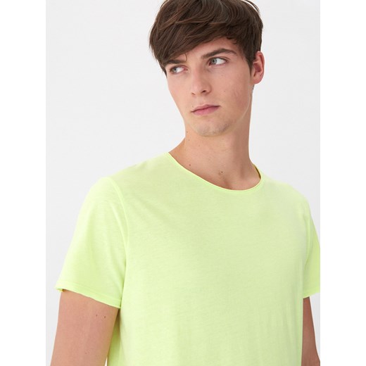 T-shirt męski House casualowy z krótkim rękawem zielony gładki 
