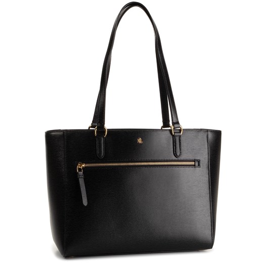 Shopper bag Lauren Ralph na ramię czarna elegancka 