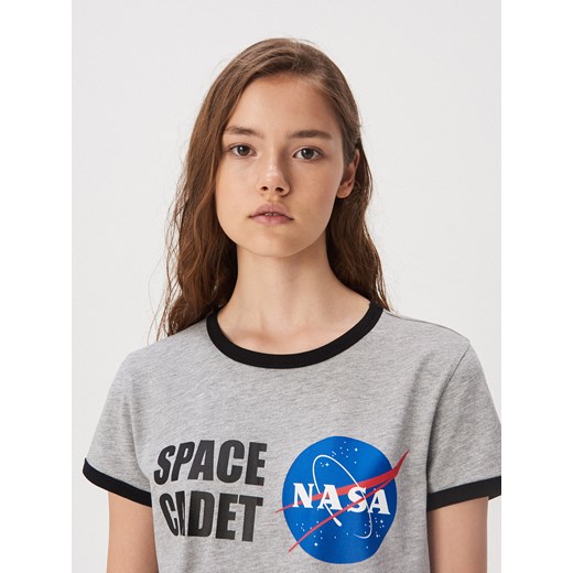 Sinsay - T-shirt z nadrukiem NASA - Jasny szar  Sinsay XL 