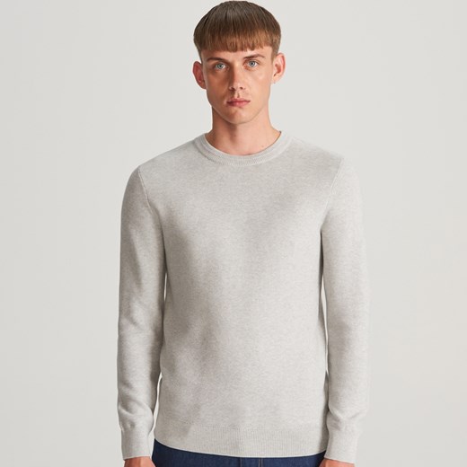 Reserved - Sweter z bawełny organicznej - Jasny szar  Reserved M 