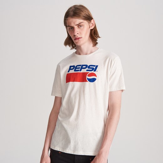 Reserved - T-shirt z nadrukiem Pepsi - Biały Reserved  L 
