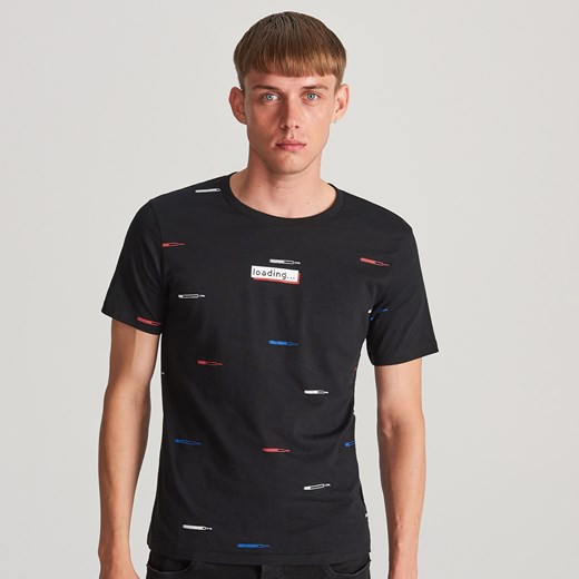 Reserved - T-shirt z nadrukiem - Czarny Reserved  XL 