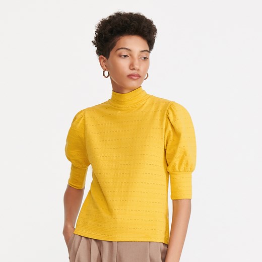 Reserved - Bawełniana bluzka z półgolfem - Żółty Reserved  S 
